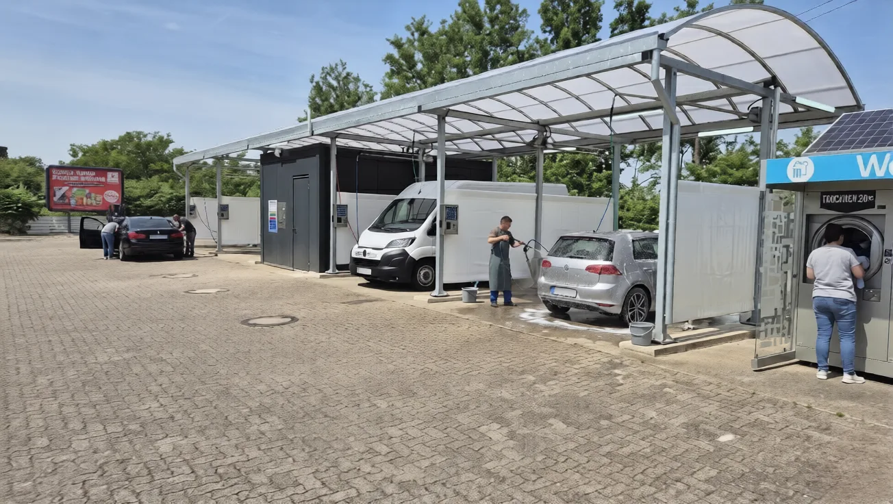 Staubsaugerplätze für Innenreinigung an der Autowaschanlage Emmerich
