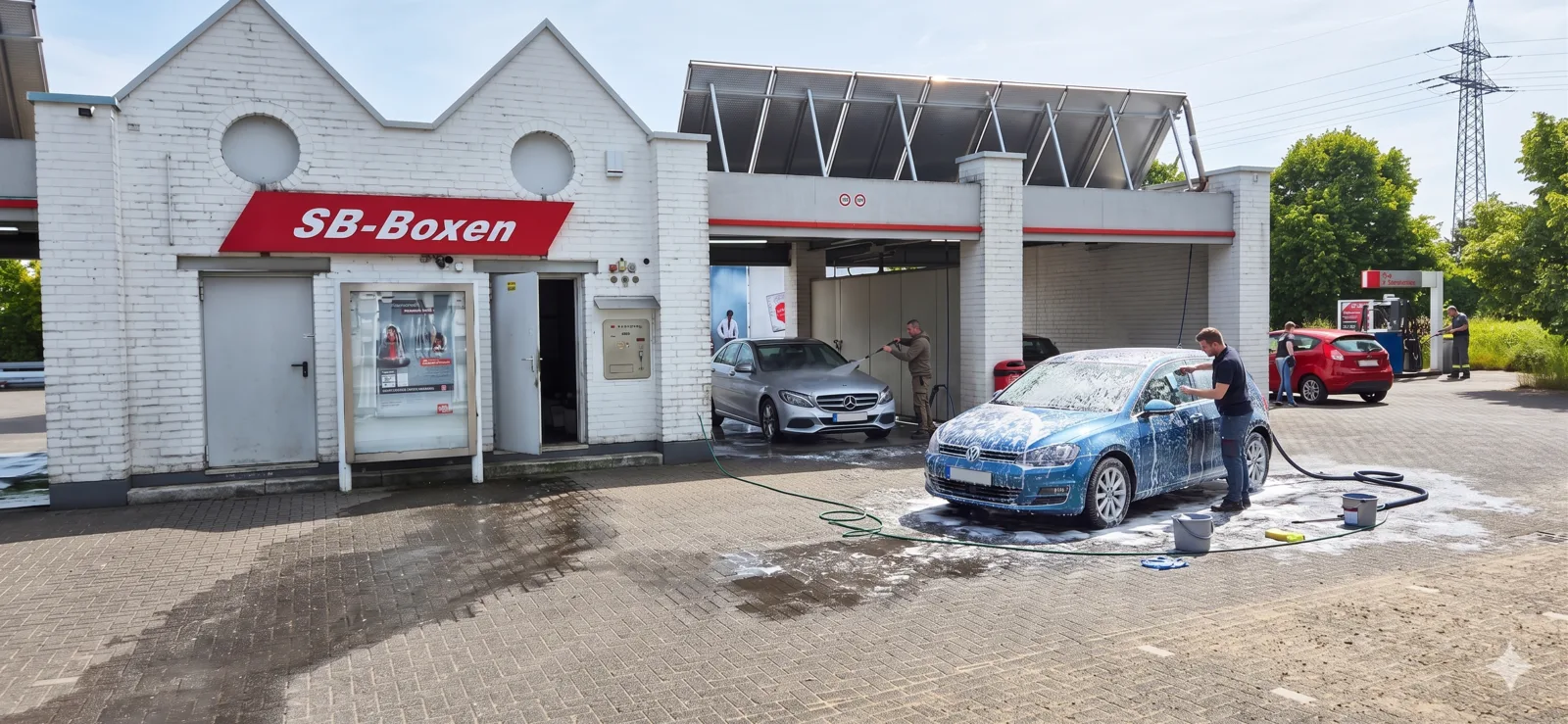 SB-Boxen und Außenansicht der PM Tankstelle Pfennings Raesfeld